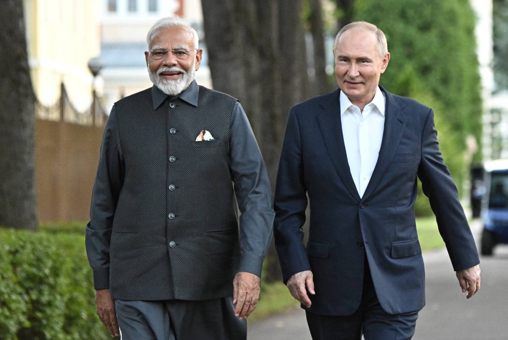 Russia's President Putin and India's Prime Minister Modi meet near Moscow